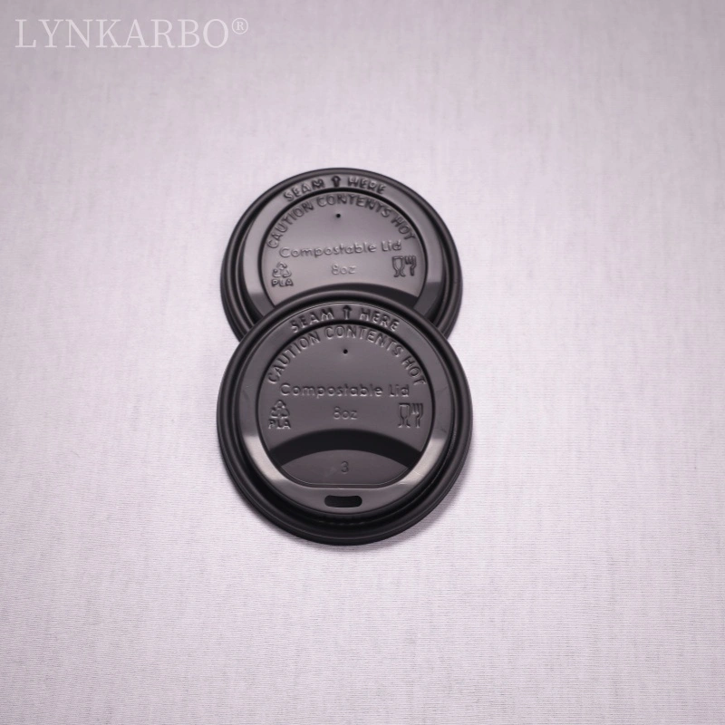 غطاء كوب أسود للشرب المباشر مقاس 80 مم من CPLA